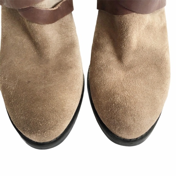 Lucky Brand "Elwood" Tan Suede Belted Booties - Picture 4 of 11